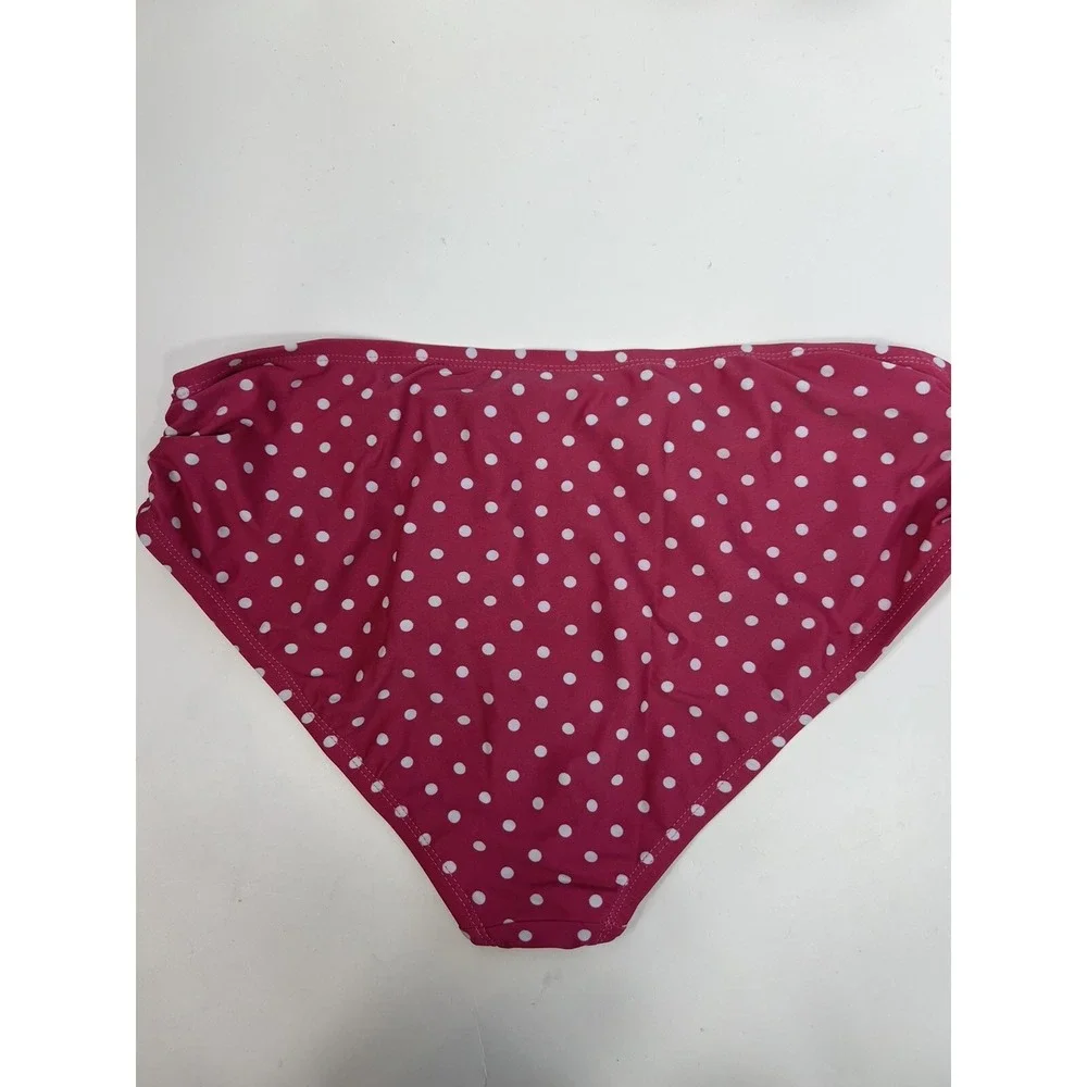 Time and Tru Bikini Women's Sz L (12-14) Pink White Polka Dot Ruched‎ Sides
